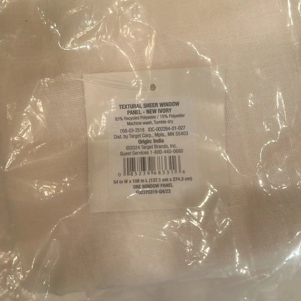TWO! Target Threshold NWT Textural Sheer Window Panel New Ivory Unopened